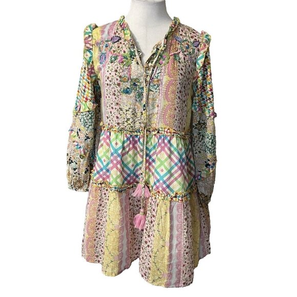 Anthropologie Barok Paris Patchwork Dress S Small Farm Rio Vibes Shopbop NWT - Picture 2 of 16